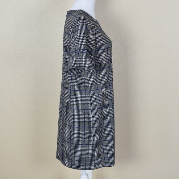 Calvin Klein Houndstooth Plaid Ruffle Sleeve Shift Dress - 8 - Picture 8 of 9